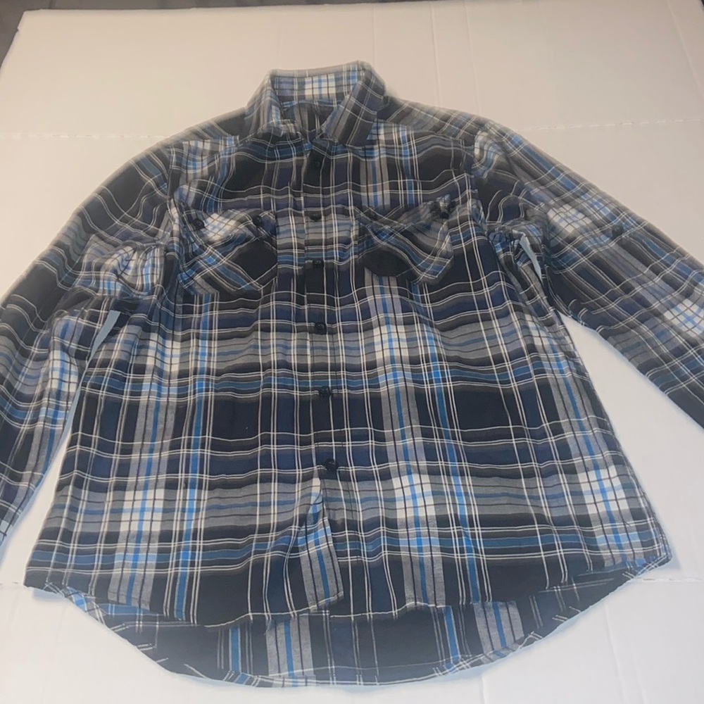 Buckle Black button down blue plaid shirt size S.